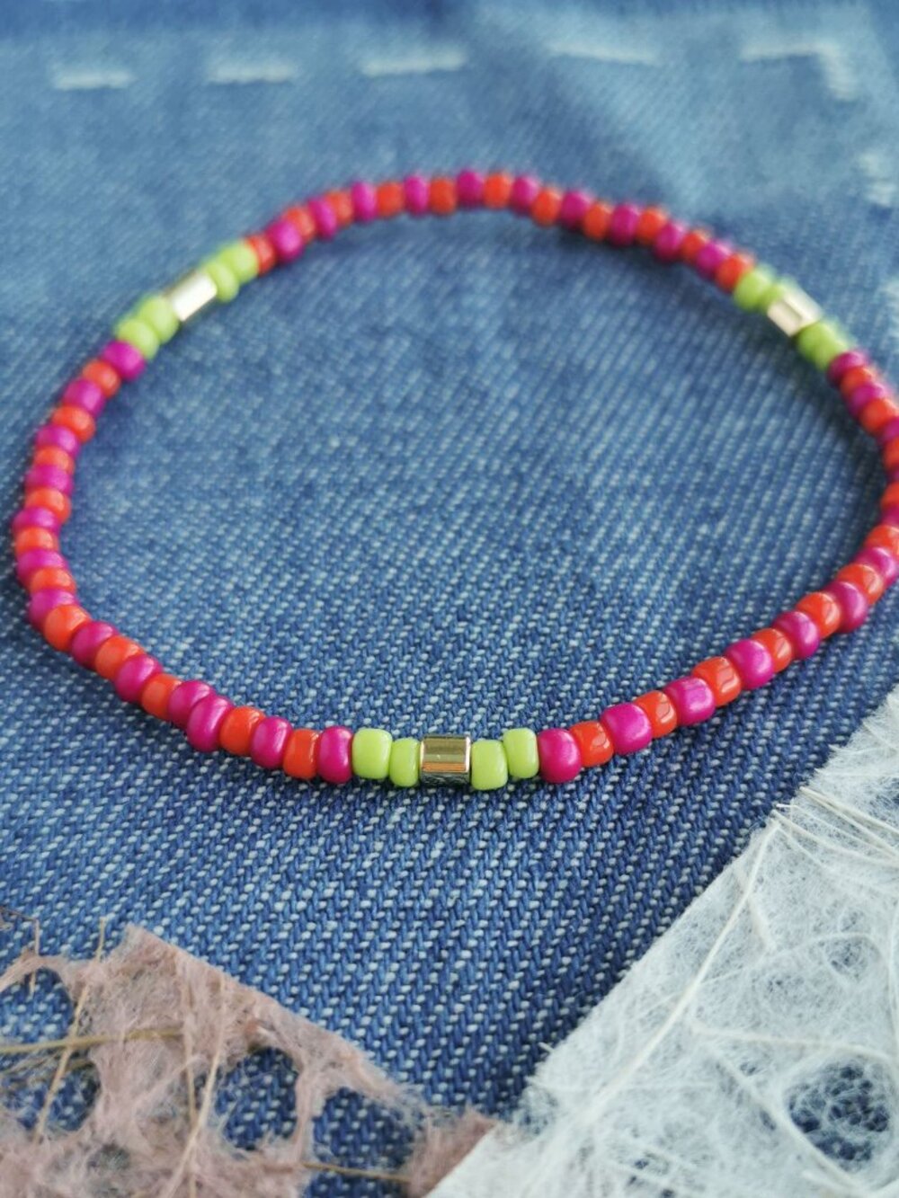 Roxanne Assoulin Color Therapy Pink Green Beaded Bracelet NEW